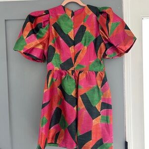 NWT Blue B Geometric Metallic Print Party Dress Sz: Medium